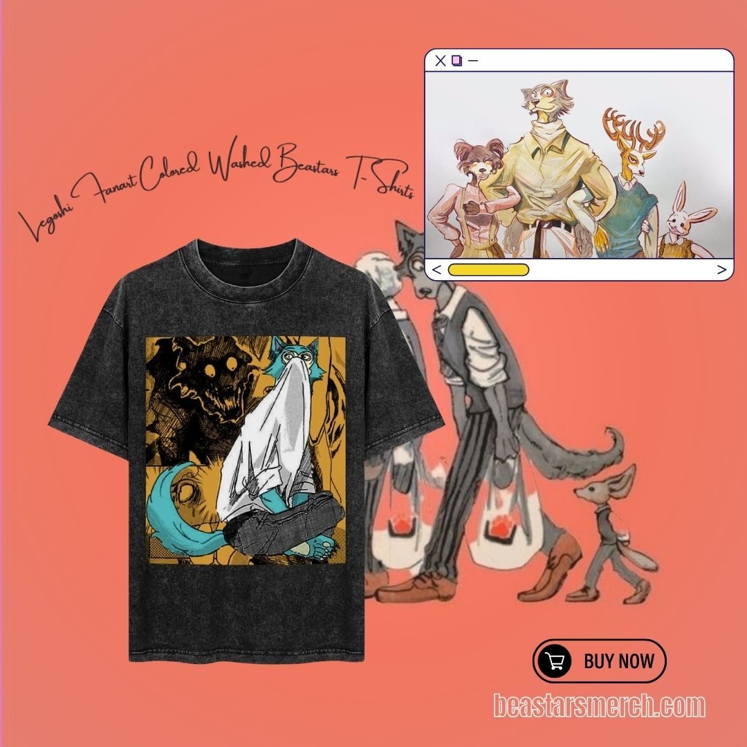 Legoshi Fanart Colored PTTT1906 Washed  Beastars T-Shirts